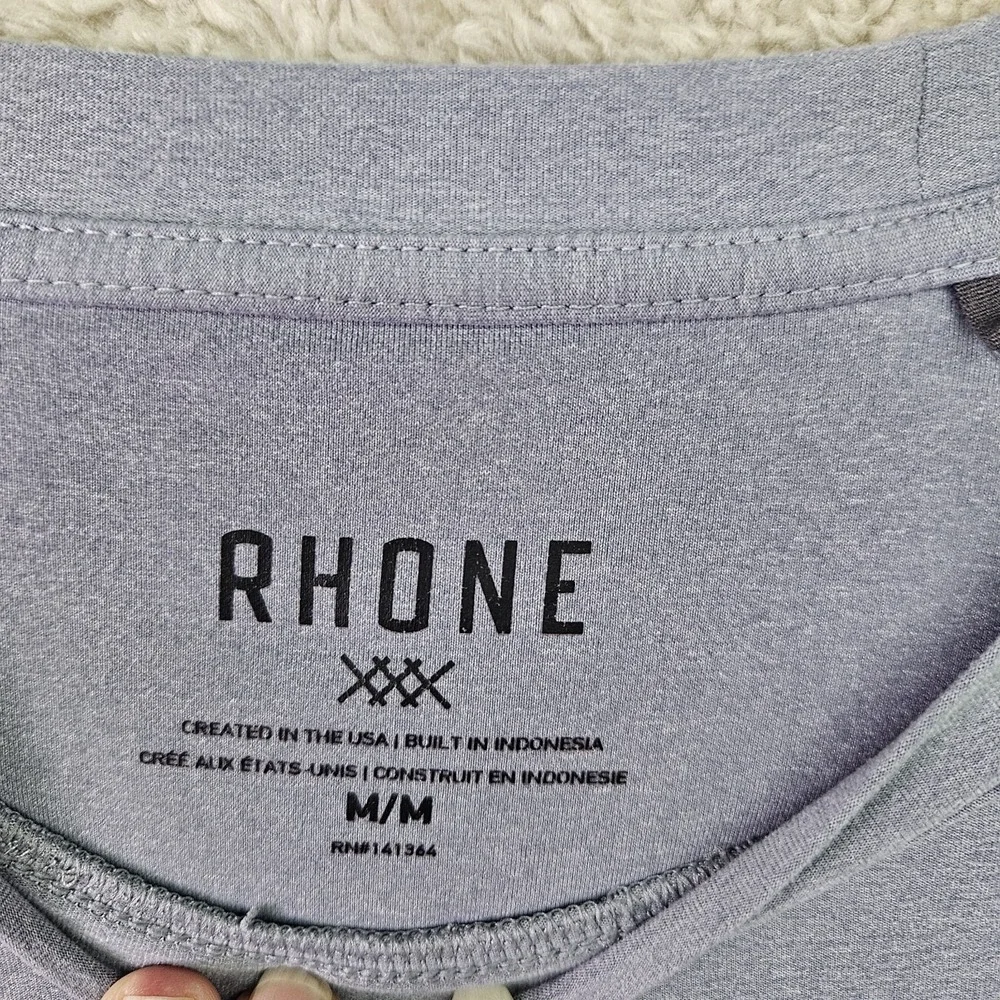 Rhone Reign Long Sleeve Tee Mens Medium Gray Performance Shirt UPF 50 Stretch - Picture 3 of 10